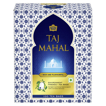 Taj Mahal Tea Bags 100 pcs, Rich and Flavourful Chai - Premium Blend of Powdered Fresh Loose Tea Leaves