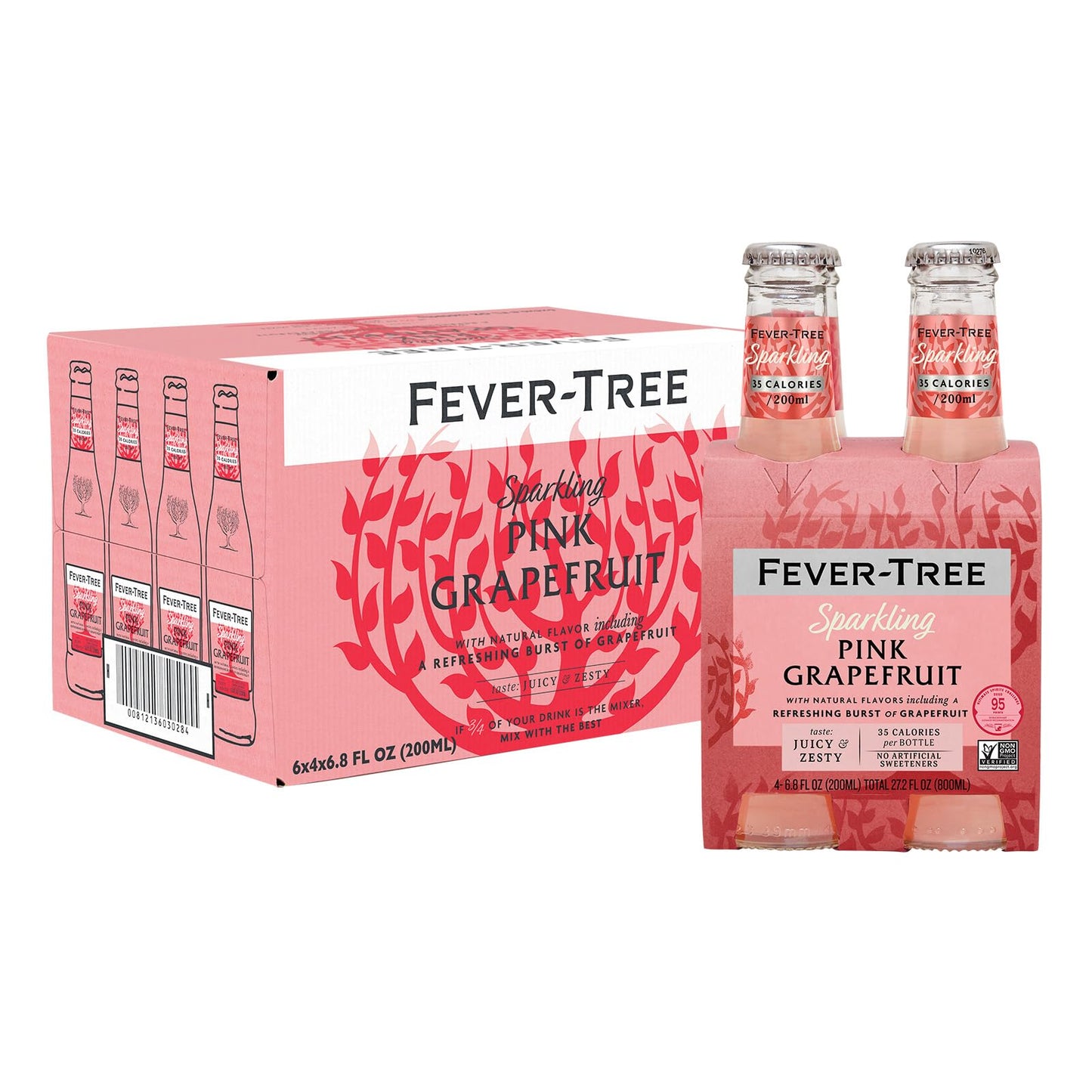 Fever-Tree Sparkling Pink Grapefruit Mixer - 200 ML Bottles - Pack of 24 - No Artificial Sweeteners or Colors