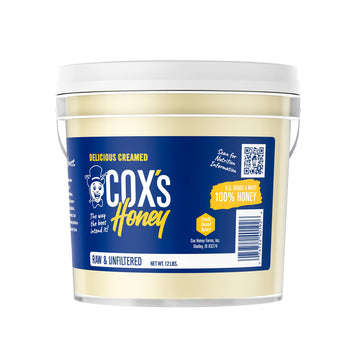 Cox s Honey - Bulk Creamed Whipped Honey Raw Unfiltered | 100% Pure Clover Delicious Honey - Product of the USA (12 lbs)