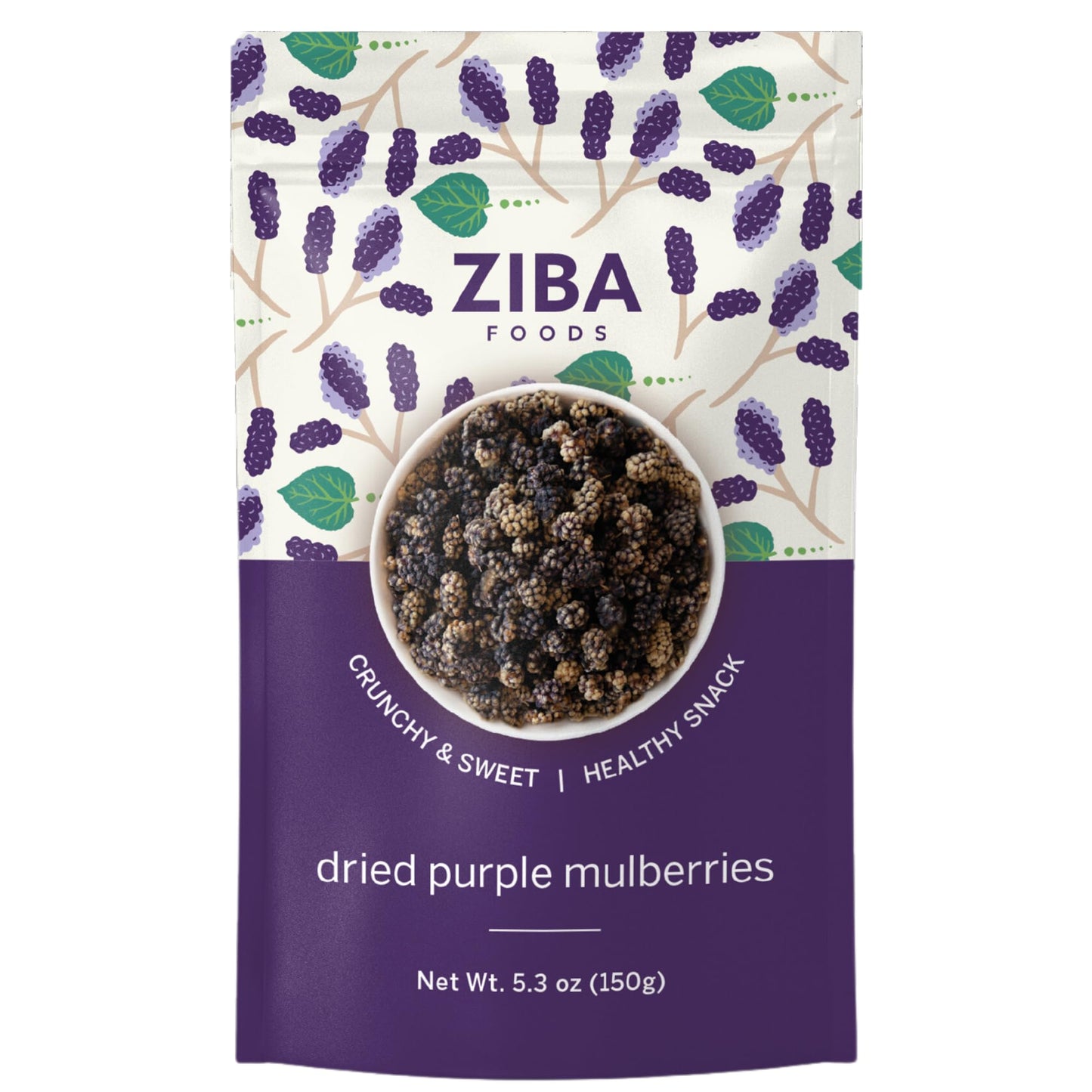 Ziba Foods Dried Purple Mulberries, Non-GMO, Vegan, 5.3 oz Pack