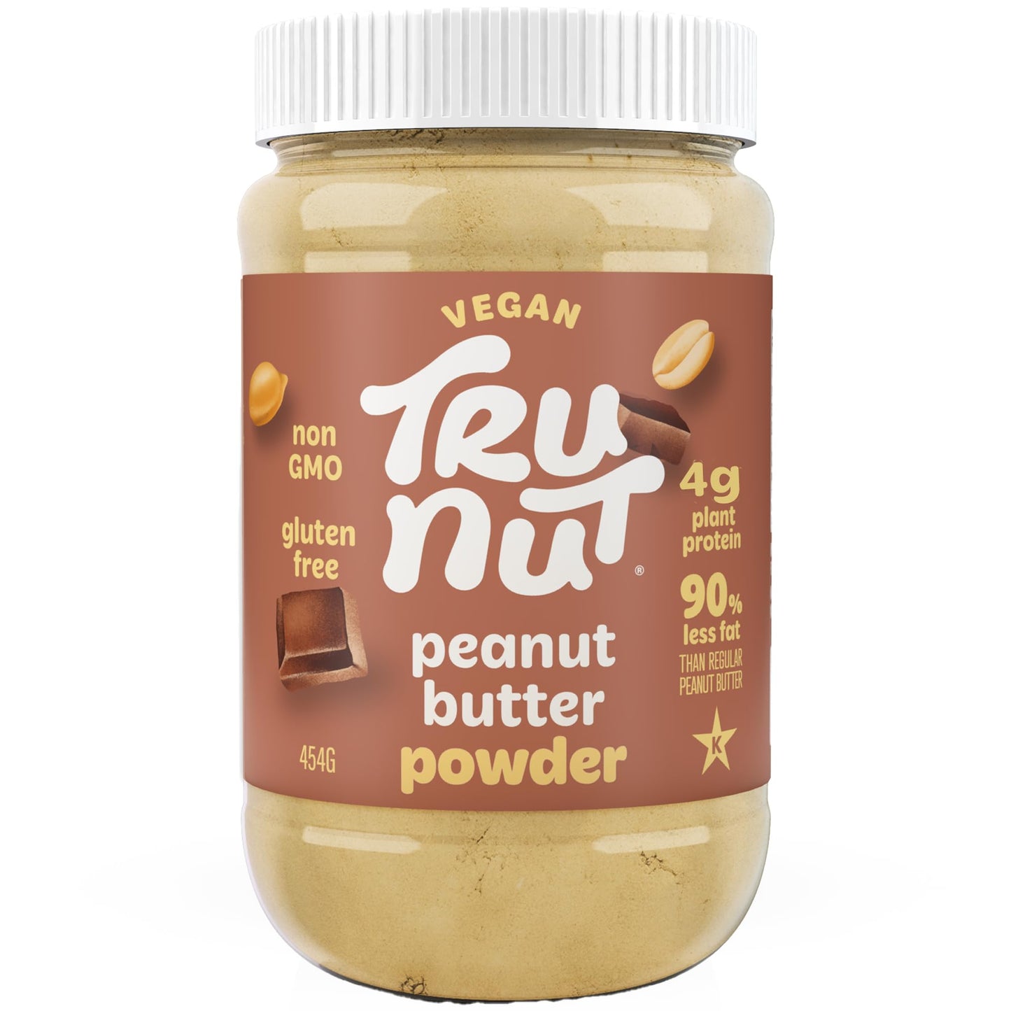 Tru-Nut Chocolate Peanut Butter Powder - Vegan, 4g Protein, 50 Calories - 16oz, Pack of 1