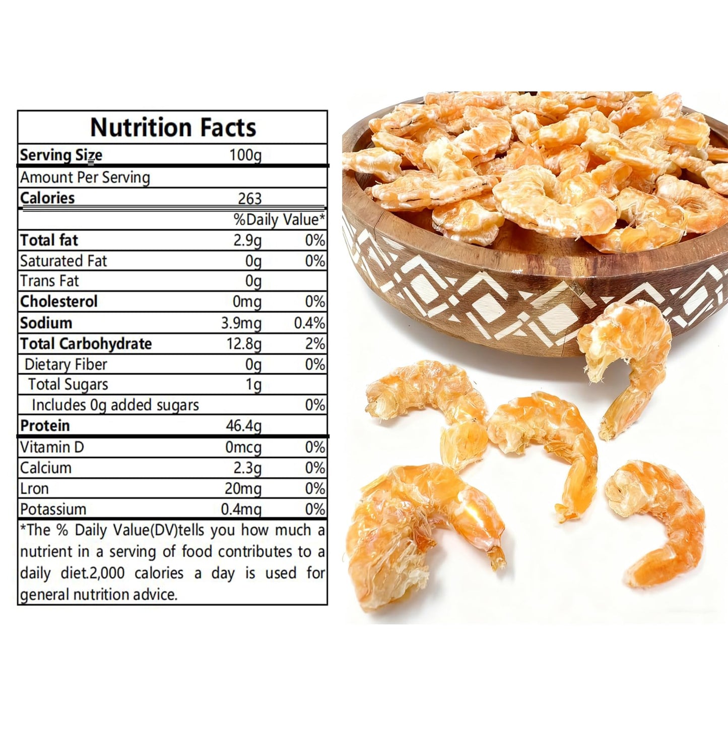 DABC OAK LAND Dried Shrimp - Medium Large 16oz - Fresh-Caught & Dehydrated Seafood for Snacks, Salad, Pad Thai or Soup