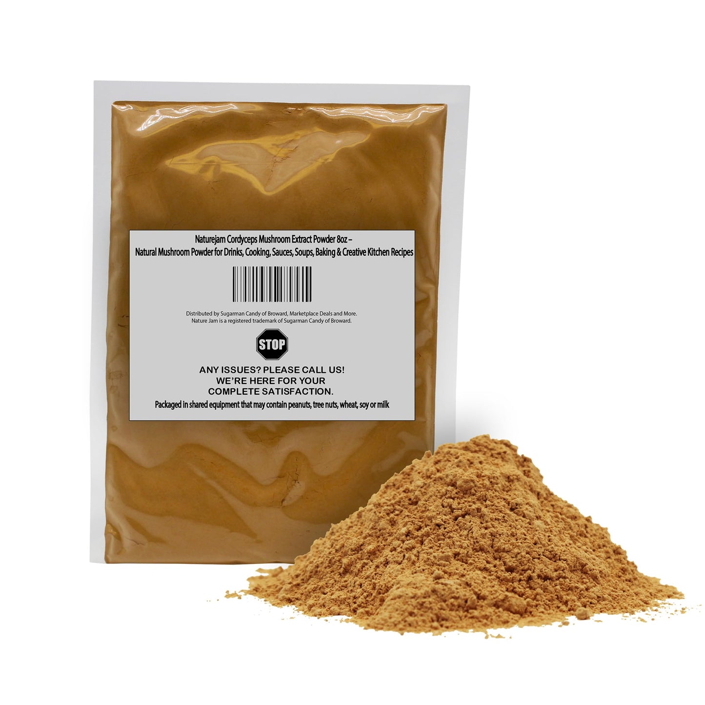 Naturejam Cordyceps Mushroom Extract Powder 8oz - Natural Mushroom Powder for Drinks, Cooking, Sauces, Soups, Baking & Creative