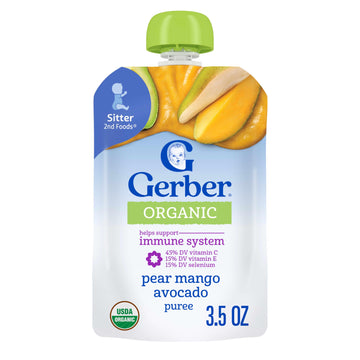 Gerber Purees Foods Organic Pear Mango Avocado, 3.5 Oz Pouch