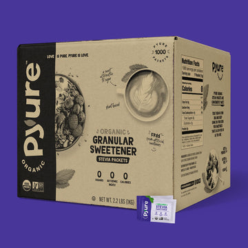 Pyure Organic Stevia Packets - Granulated Sugar Substitute, Zero Calorie, 1000 Count, 35 Ounce, Multicolor