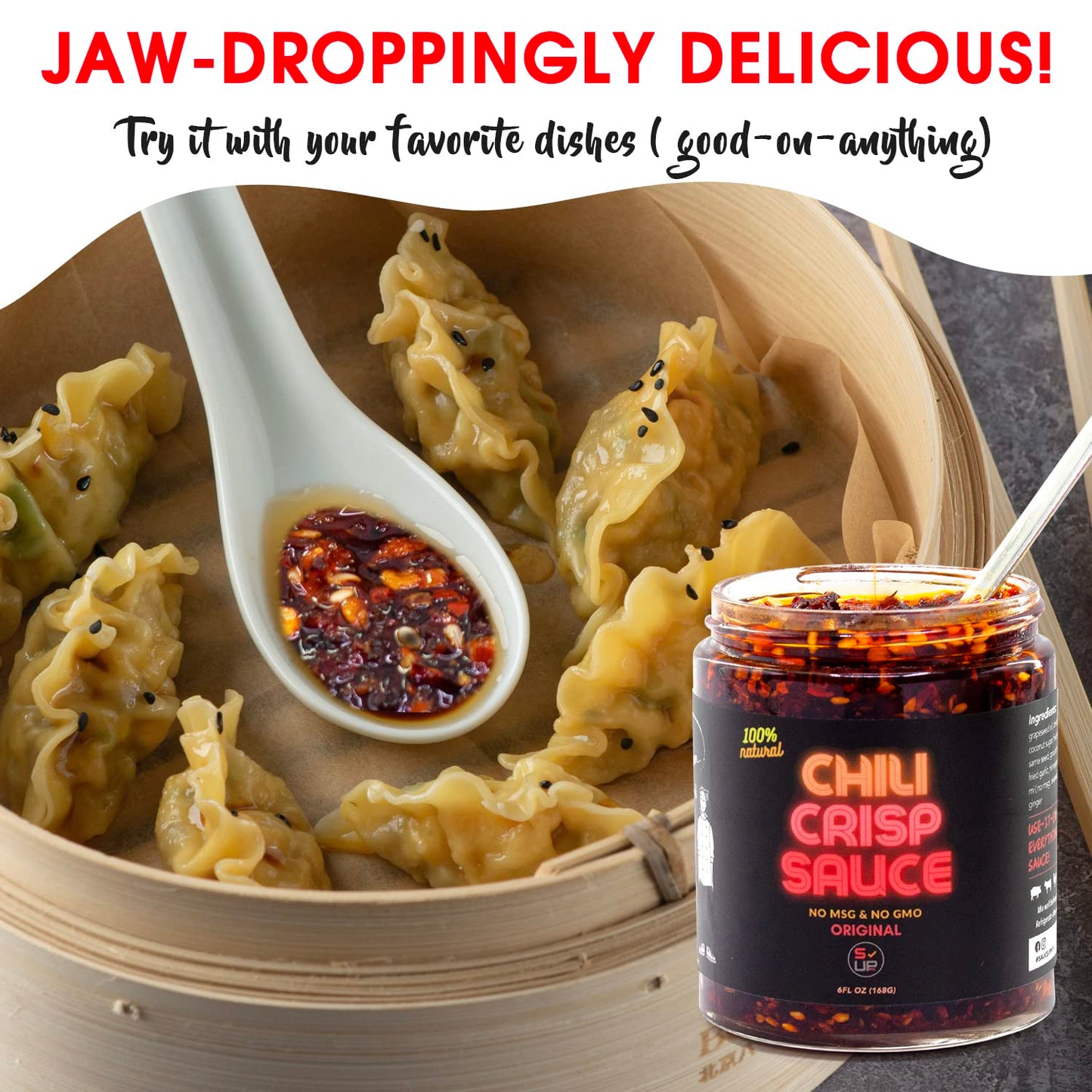 SAUCE UP Extra Spicy Chili Crisp Sauce - Vegan, Gluten-Free, 2 Pack (6oz Each) - Artisan Gourmet Crispy Condiment, No MSG