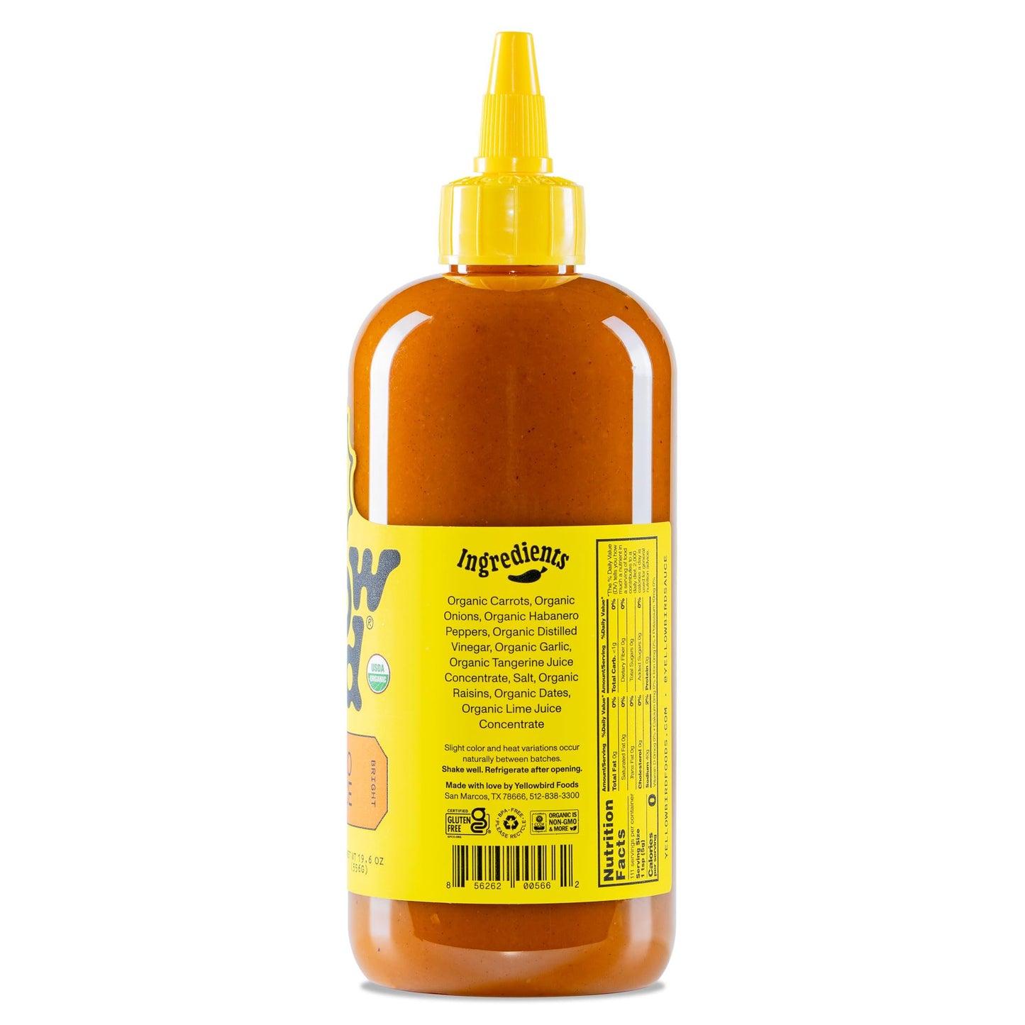 Yellowbird Organic Habanero Hot Sauce - Medium Hot - Vegan Habanero Sauce Made with Carrots, Garlic and Tangerine - Gluten-Free