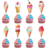 Ercadio 32 Pack Double Sided Ice Cream Cupcake Toppers Glitter Cupcake Picks for Baby Shower Birthday Summer Hawaii Theme Party