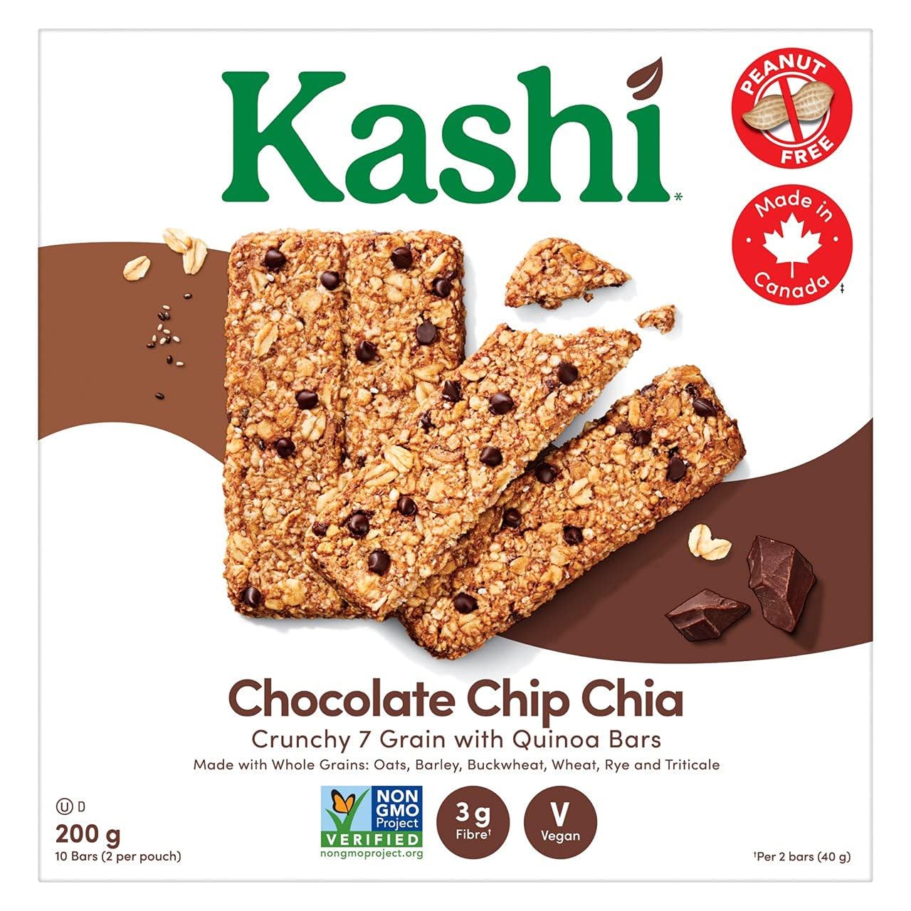 Kashi Seven Grain With Quinoa Bars, Chocolate Chip Chia Non-Gmo, 200G/7.1Oz, Box {Imported From Canada}
