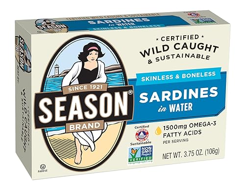 Season Brand Sardines - Skinless And Boneless - In Water - Salt Added - 375 Oz - Case Of 12(D0102H5Wb1J)