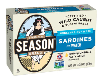 Season Brand Sardines - Skinless And Boneless - In Water - Salt Added - 375 Oz - Case Of 12(D0102H5Wb1J)