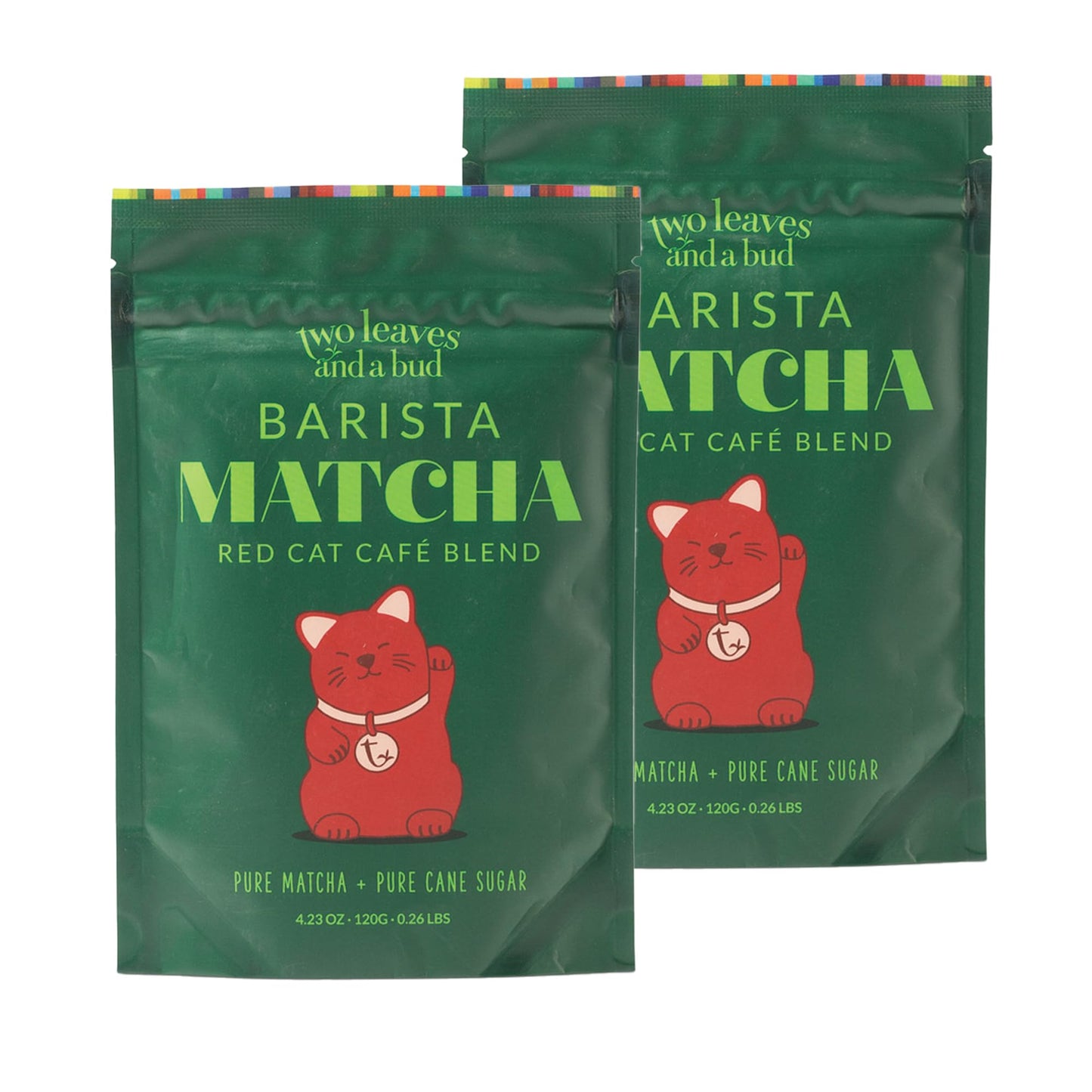 Two Leaves And A Bud Barista Matcha Sweetened Latte Blend Japanese Matcha Green Tea Powder 2 Resealable Bags 240 Grams