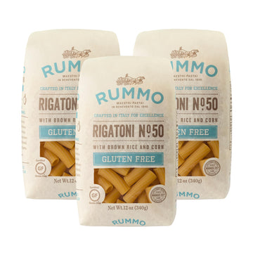 Rummo Gluten Free Rigatoni N.50 - Gluten Free Pasta, Made With Corn & Rice, Rigatoni Pasta Noodles, Pasta From Italy - 12 Ounce (Pack Of 3)