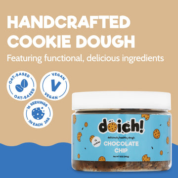 Doich Chocolate Chip Cookie Dough (3-Pack) Healthy Cookies - High Protein, Low Sugar Snack - Baked Goods Dessert - Gluten Free,