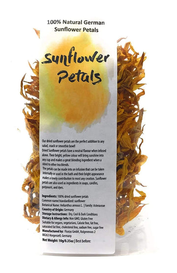 100% Natural Dried German Sunflower Petals - Perfect Addition To Salads, Snacks Or Smoothie Bowls. Natural Sunflower Petals For