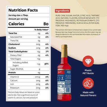 Torani Ruby Red G fruit Syrup for Drinks, Flavoring for Sodas and Cocktails, 25.4 Fl Oz, Pump Included