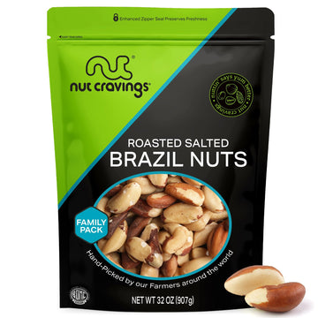 Nut Cravings - Brazil Nuts Roasted & Salted - No Shell, Whole (32Oz - 2 Lb) Bulk Nuts Packed Fresh In Resealable Bag - Healthy P