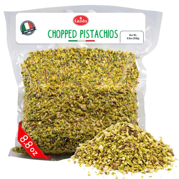 Pistachios Chopped, 8.8 Oz (250 G), Pistachios Raw Unsalted, Chopped Pistachio Nuts For Ice Cream Sundaes, Gusto Etna, Non Gmo,