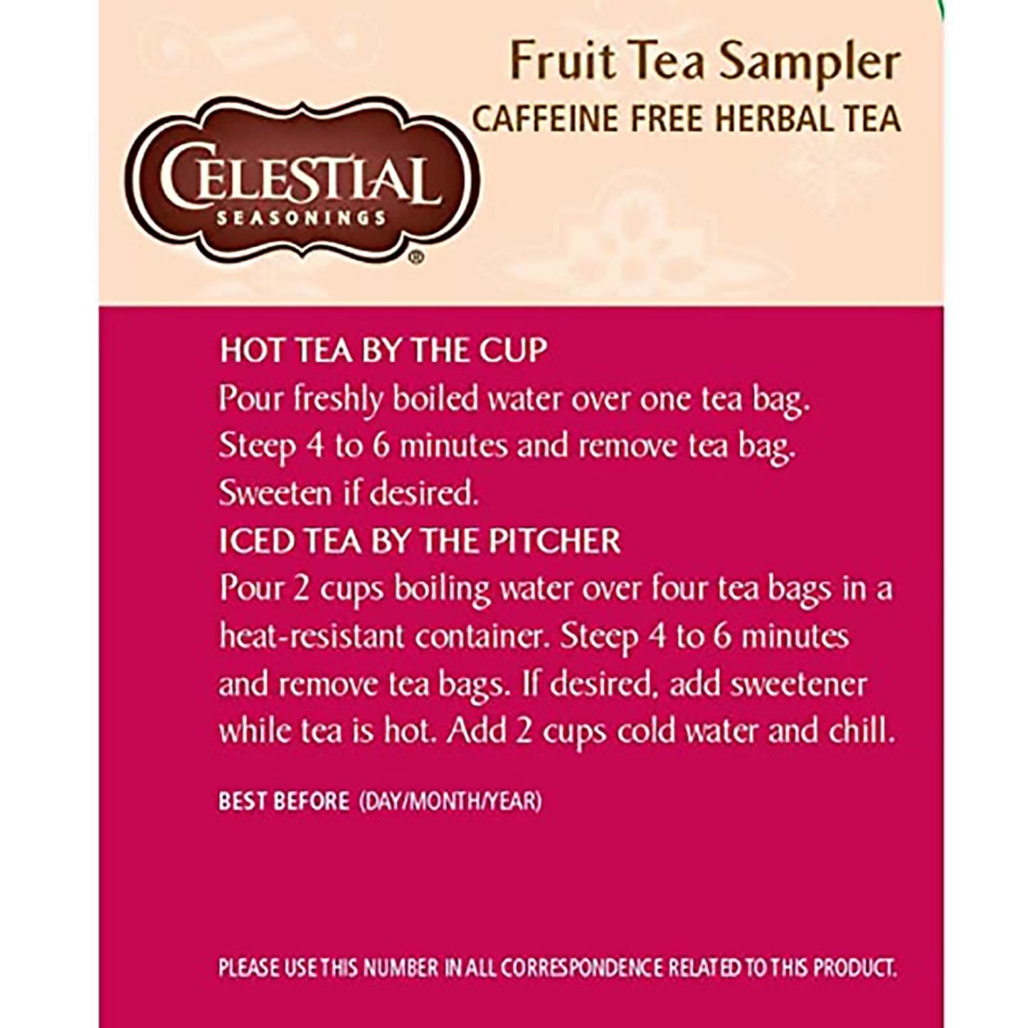 Celestial Seasoning Fruit Tea Sampler 18 Bags (Two Boxes)
