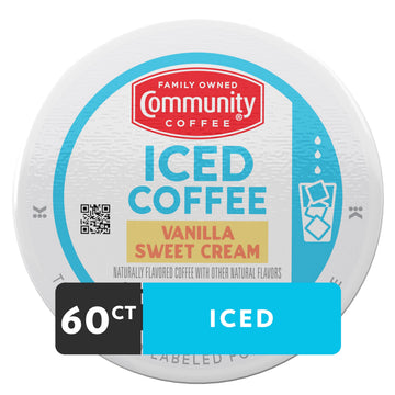 Community Coffee Vanilla Sweet Cream 60 Keurig Iced Coffee Pods Dark Roast Compatible with all K-Cup malt-inspired 10 Count (Pack of 6)