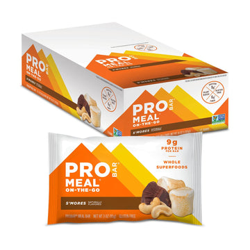 PROBAR - MEAL Bar, SMores, Non-GMO, Gluten-Free, Healthy, Plant-Based, Whole-Food Ingredients, Natural Energy (12 Count)