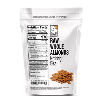 It'S Just - Raw Whole Almonds, Grown In California, 32Oz (2Lbs), Unsalted, Premium Quality, Supreme Grade, Naturally Semi Sweet,