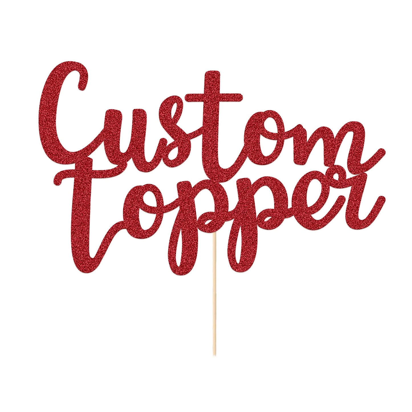 Personalized Cake Topper Birthday Cake Toppers 11 Colours Wedding Cake Topper With Any Text Numbers Double Sided Glitter Cake Decoration For Anniversary Baby Shower(Red)