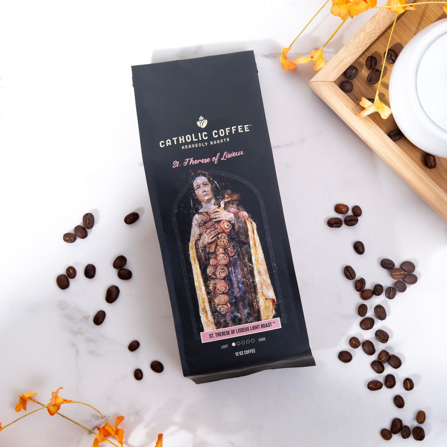 St. Therese Of Lisieux Light Roast Coffee (Ground) 12Oz - Small-Batch Craft Coffee, Gift For Catholic Faithful & Coffee Lovers