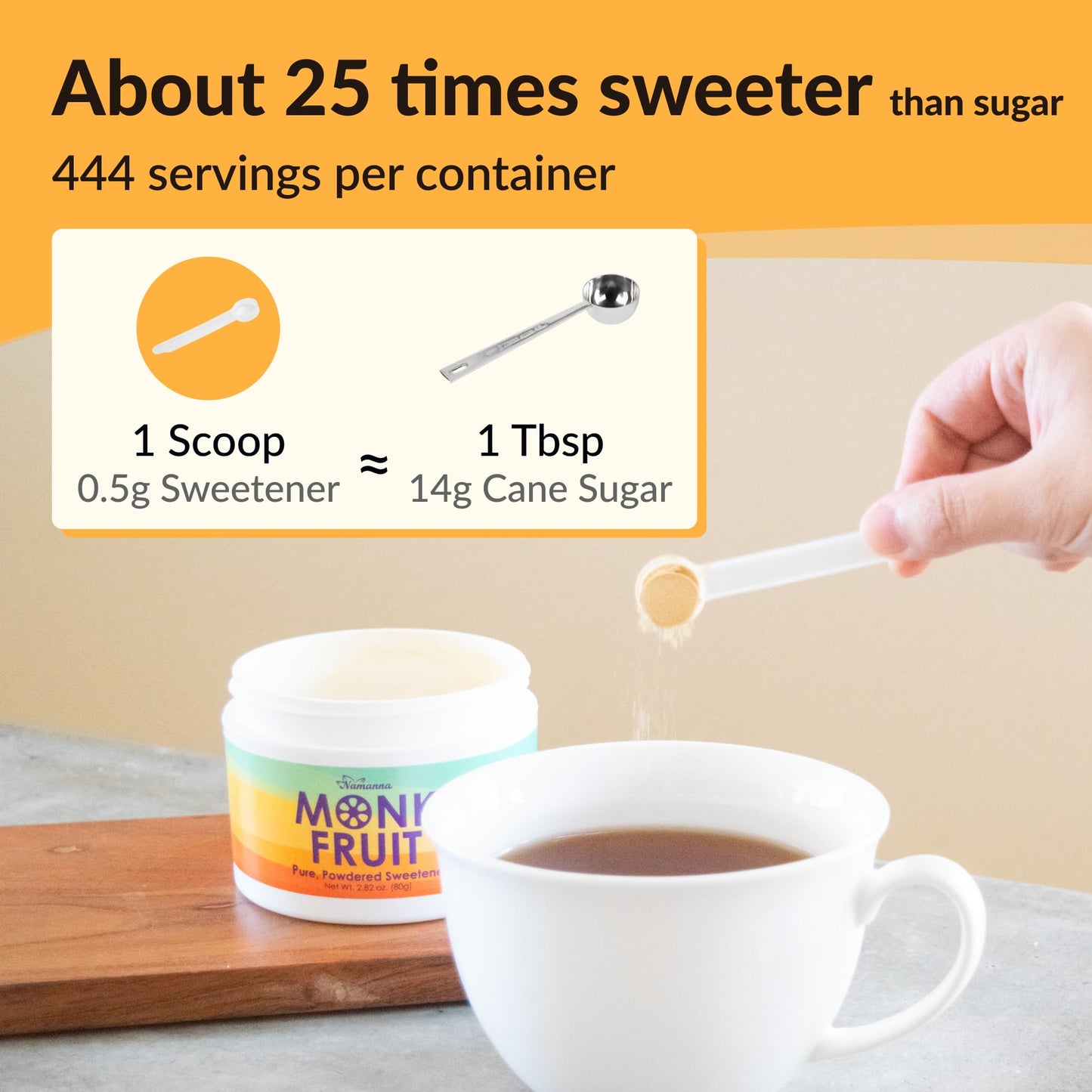 Namanna Pure Monk Fruit Sweetener - Zero Calorie, Zero Carb, Paleo And Keto Safe - (7% Mogroside V, 200G, 1,110 Servings) - 3 Pa