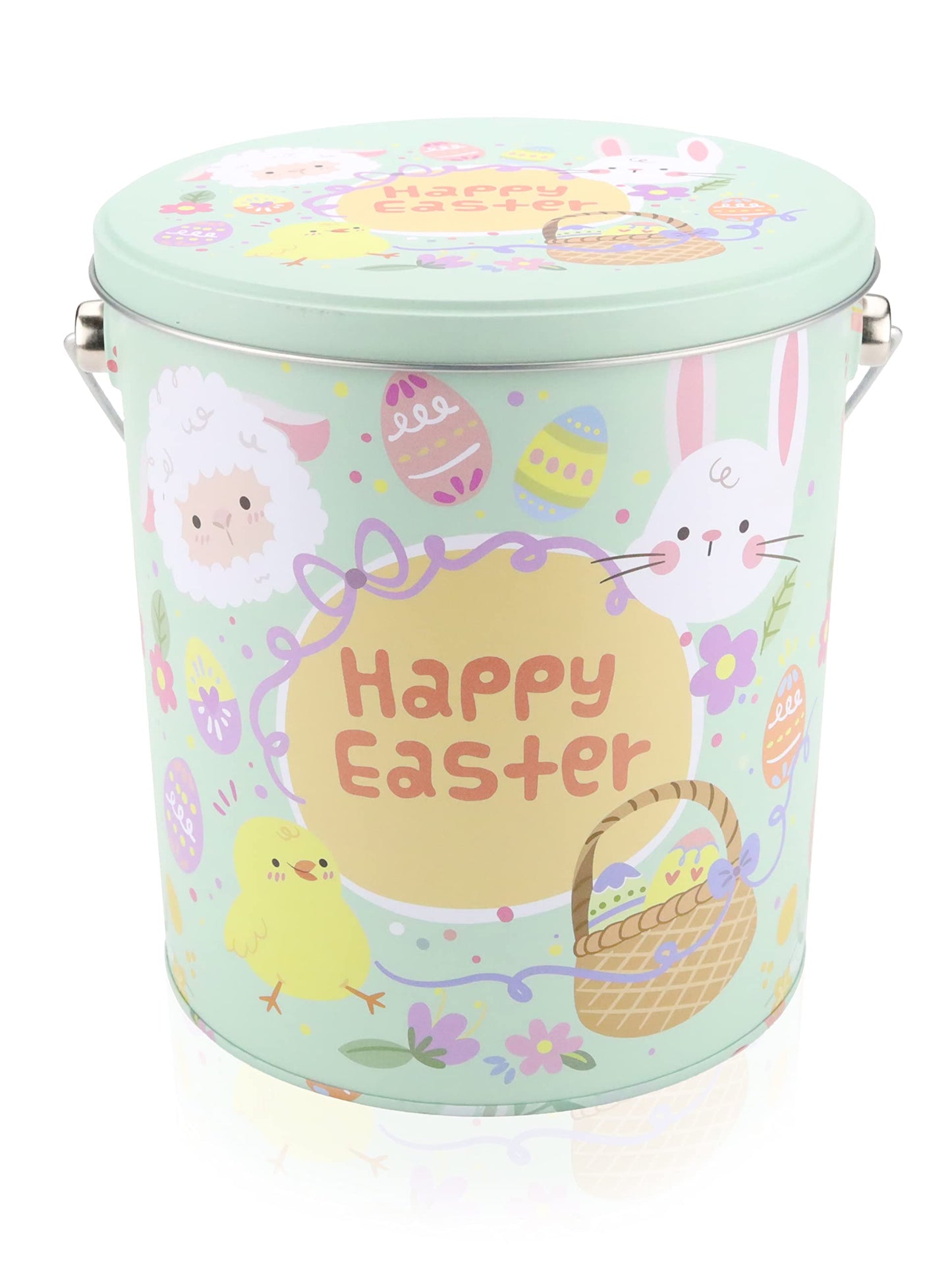 Easter Snack Green Tin (60 Count) Filled With Candy, Peelable Gummies, Bunny And More, Great Package For Family, Friends, Boys A