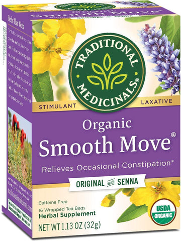 Traditional Medicinals Organic Smooth Move Herbal Stimulant Laxative Tea, 16 Count (Pack Of 6)