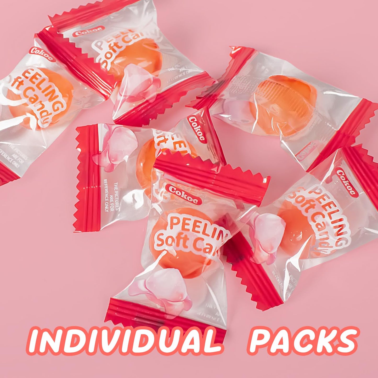 COKOC Peelable Gummies Peach - Individual Packaging, 2.64oz Bag, Fruit Candy, Pack of 3