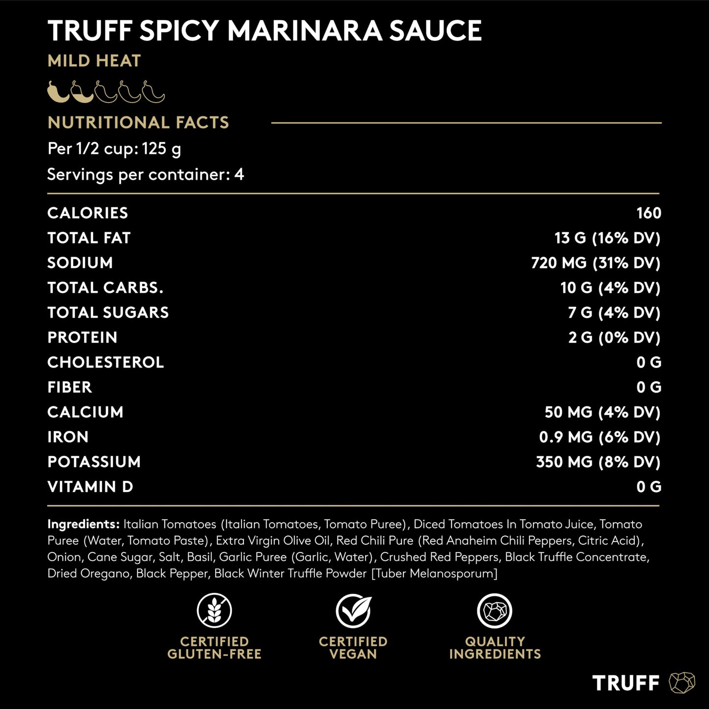 TRUFF Pasta Sauce, Black Truffle Spicy Marinara | Tomato Sauce for Pasta, Pizza, and More | Non-GMO, Vegan, Pack of 2 (Spicy Mar