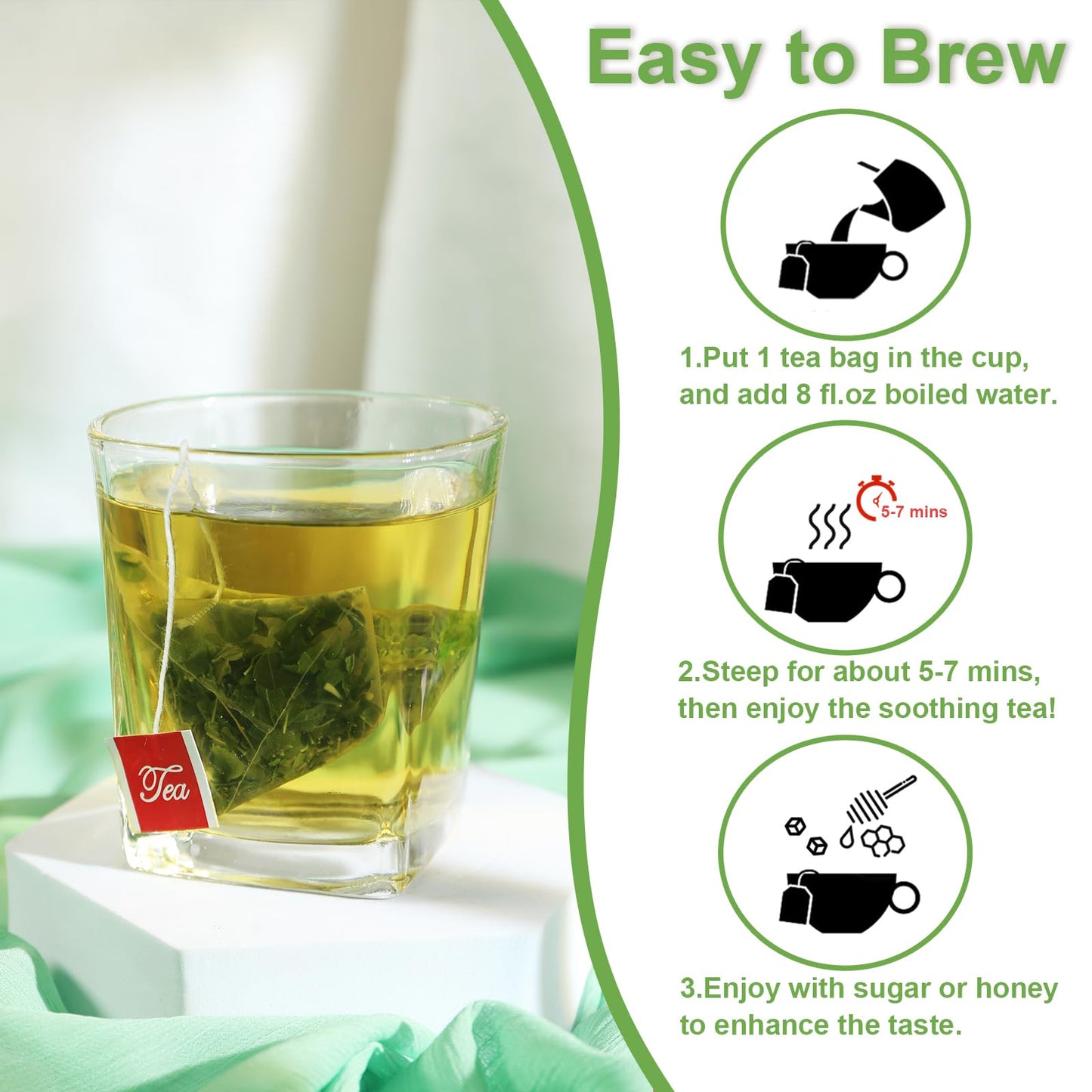 TEARELAE Moringa Tea Bags - Premium Non-GMO, Caffeine-Free - 80 Count