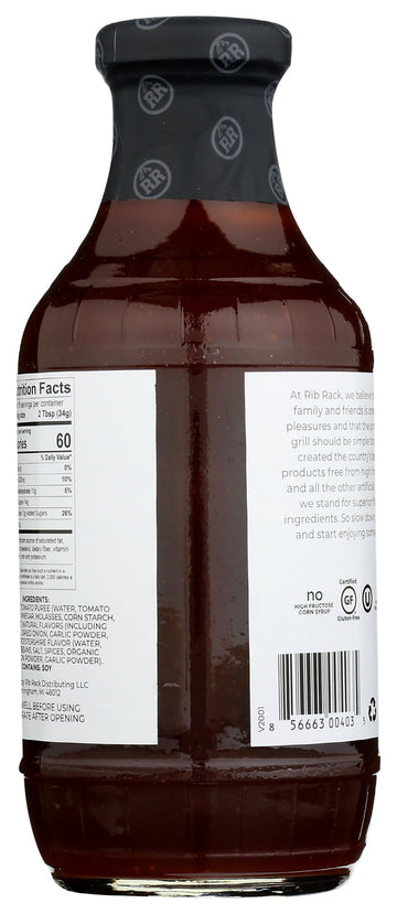 Rib Rack All Natural Southern spirit-inspired flavor BBQ Sauce, 19 Ounce, Pack of 6