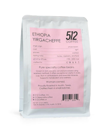 512 Coffee Ethiopia Yirgacheffe Light Roast Whole Bean – Single Origin Specialty Coffee With Tasting Notes Of Raspberry, Honey & Floral – Fresh Roasted For Filter Brewing