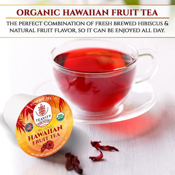 Organic Hibiscus Sabdariffa Tea Pods With Peach, Mango, & Passionfruit - Naturally Decaf Tea - Hawaiian Fruit Tea By Teavity (12
