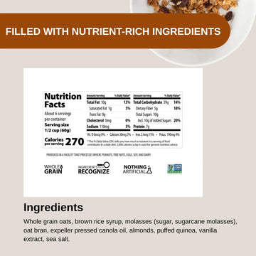 Erin Baker'S Homestyle Granola Cereal With Ancient Grains, Vanilla Almond Quinoa - Made From Natural Ingredients, Source Of Plan