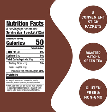 Aiya Japanese Sweetened Roasted Matcha To Go Sticks - Packets Of Roasted Japanese Matcha Green Tea, Gluten-Free - For Lattes & S