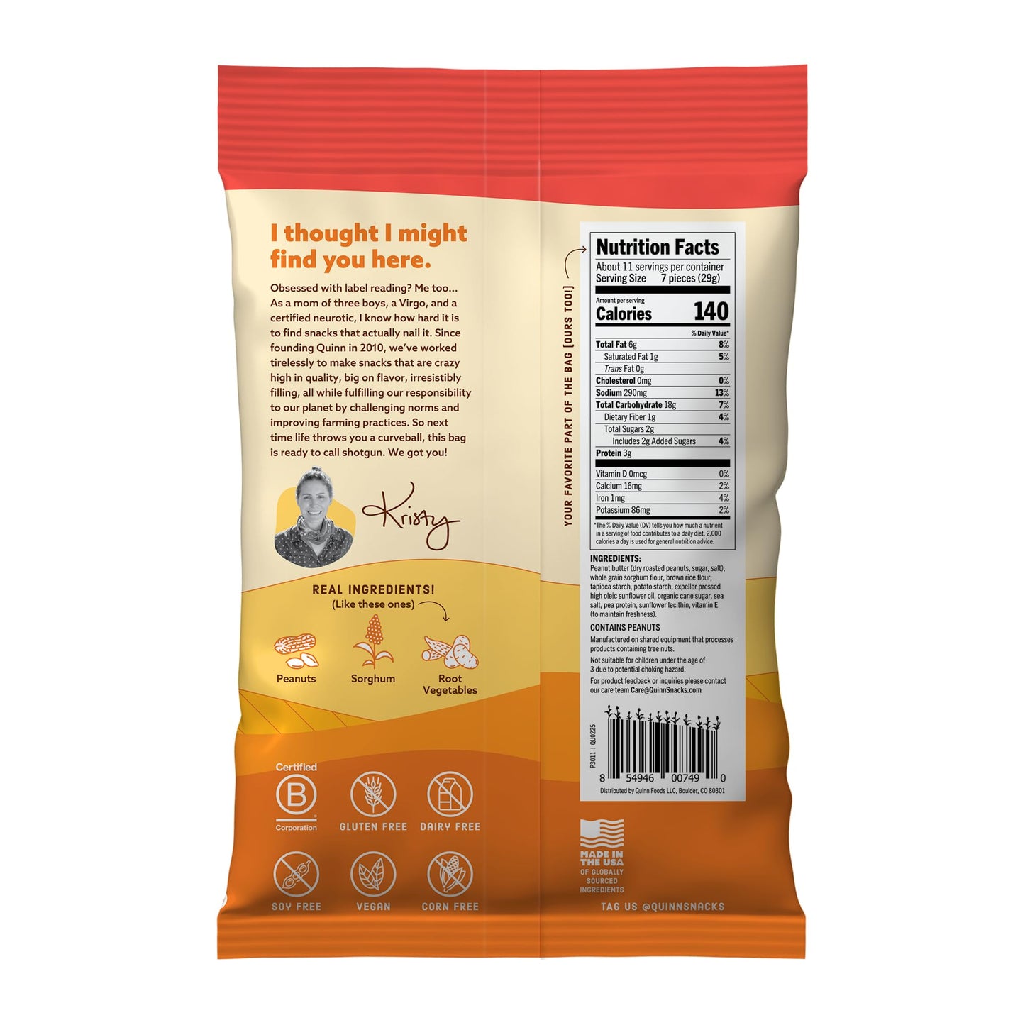 Quinn Peanut Butter Filled Pretzel Nuggets, Gluten Free, Corn, Soy, Dairy Free & Vegan Friendly, Non-GMO, Family Size 11 oz - 4