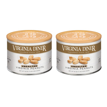 Virginia Diner Unsalted Gourmet Peanuts Blister Roasted Xl Virginia Nuts All Natural Va Peanuts 18Oz (2 Pack)