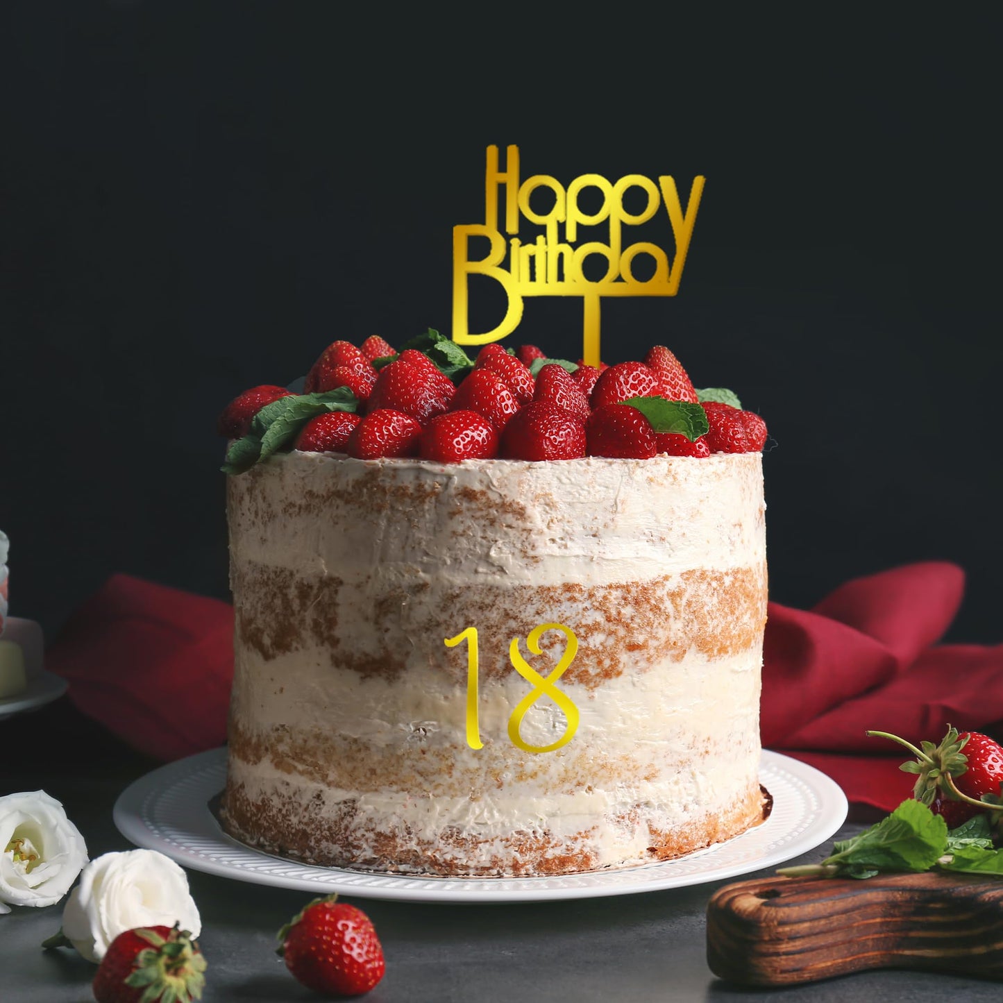 50 Pcs Acrylic Happy Birthday Cake Topper Gold Black Pink Silver Birthday Cake Topper Pick For Birthday Party Cake Desserts Past