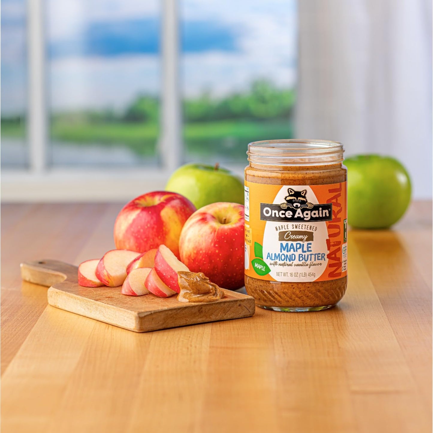 Once Again Natural Creamy Maple Almond Butter With Natural Vanilla Flavor, 16Oz - Gluten Free Certified, Peanut Free, Vegan, Kosher, Paleo - Glass Jar