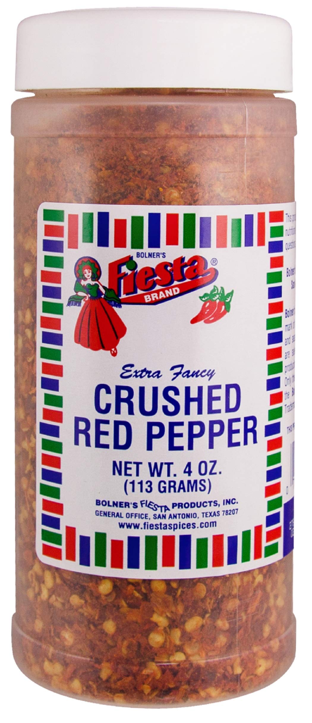 Bolner's Fiesta Brand Crushed Red Pepper Flakes, 4 Ounce Shaker
