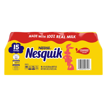 Nesquik Strawberry Flavored Milk, Ready To Drink, Low-Fat Milk, 15 Pack, 8 Fl Oz Bottles