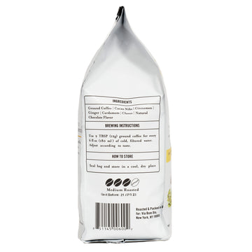 Via Bom Dia Ground Coffee, Dirty Chai, Medium Roast, 12 oz Bag