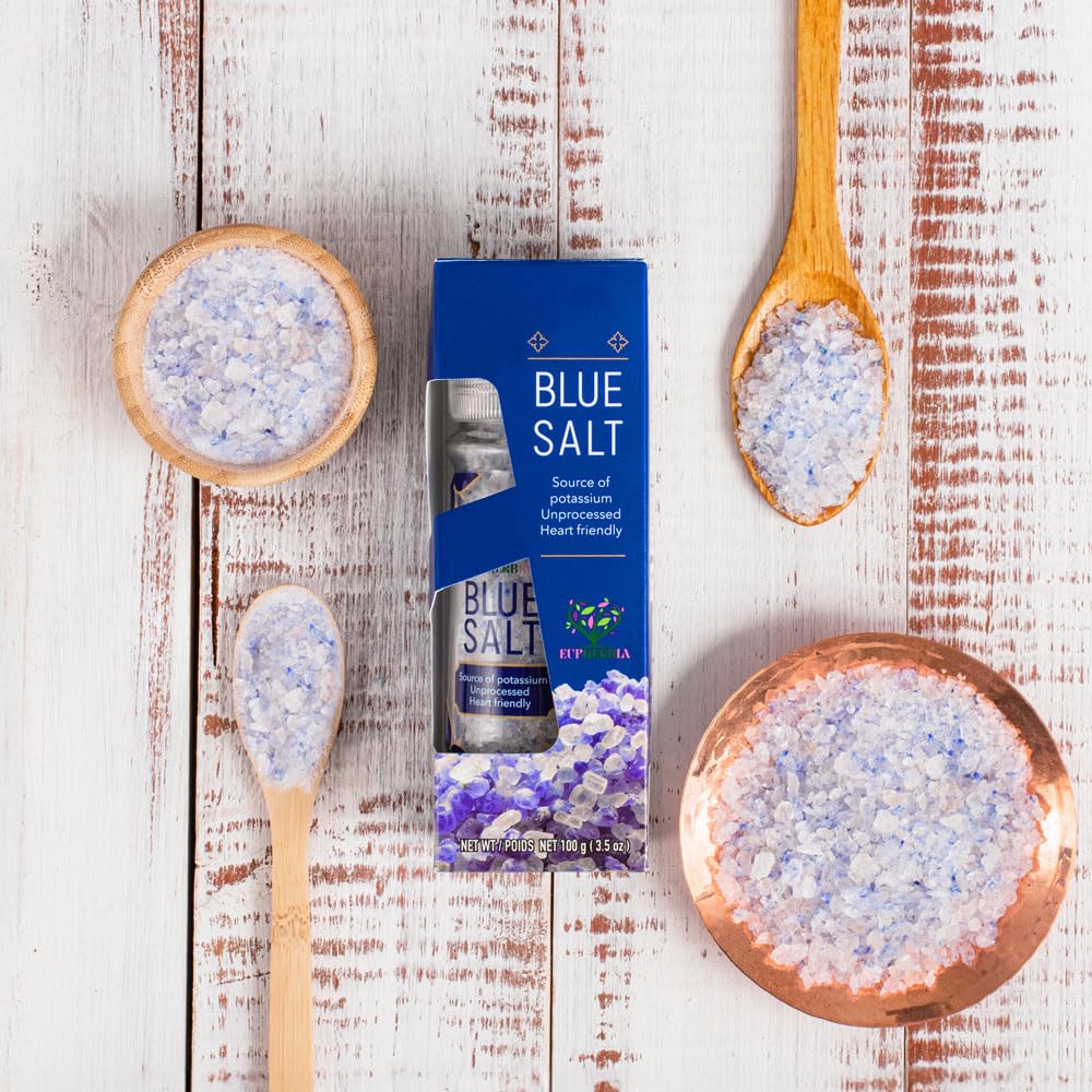 Eupherbia Blue Salt, Coarse, Rare Mineral Salt, High Potassium, Lower Sodium, Natural, Unprocessed, Hand Harvested, Kosher Certi
