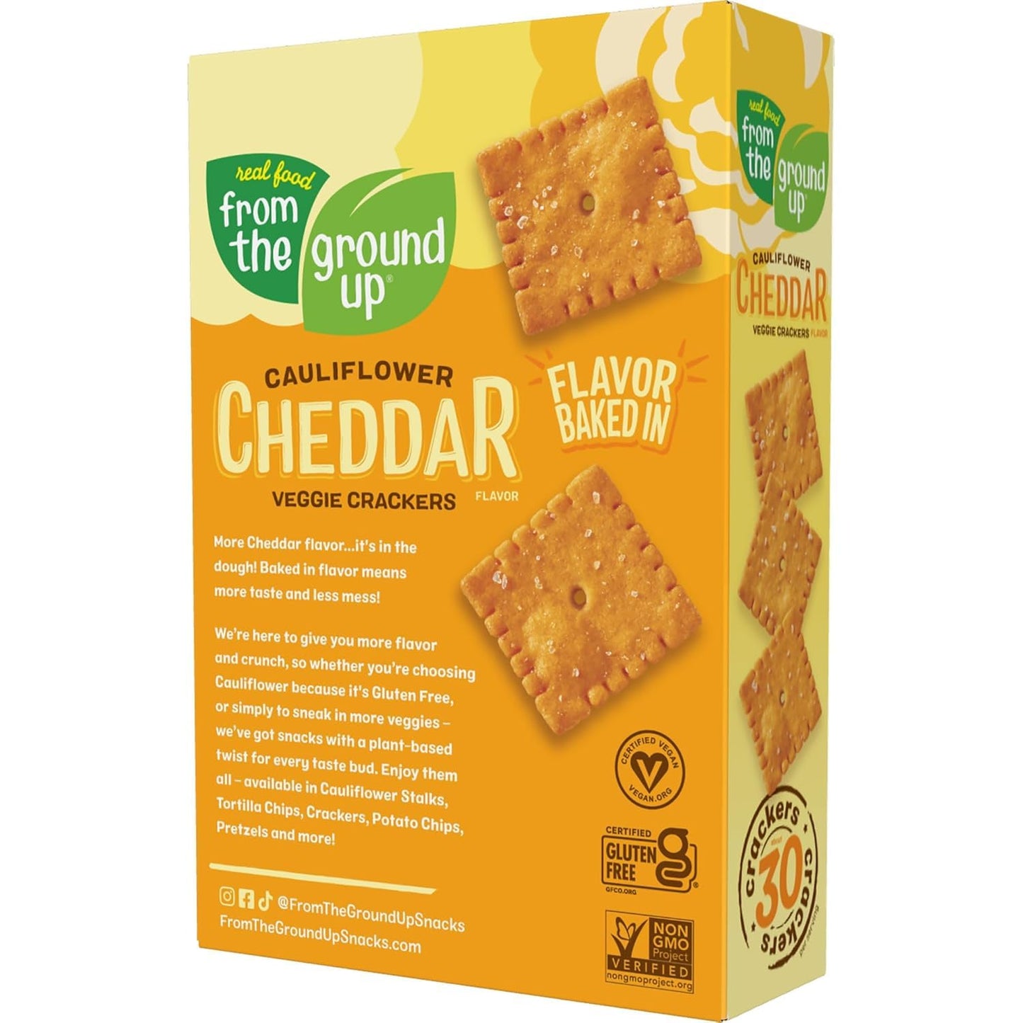 Real Food From the Ground Up Cauliflower Cheddar Crackers (Pack of 6)
