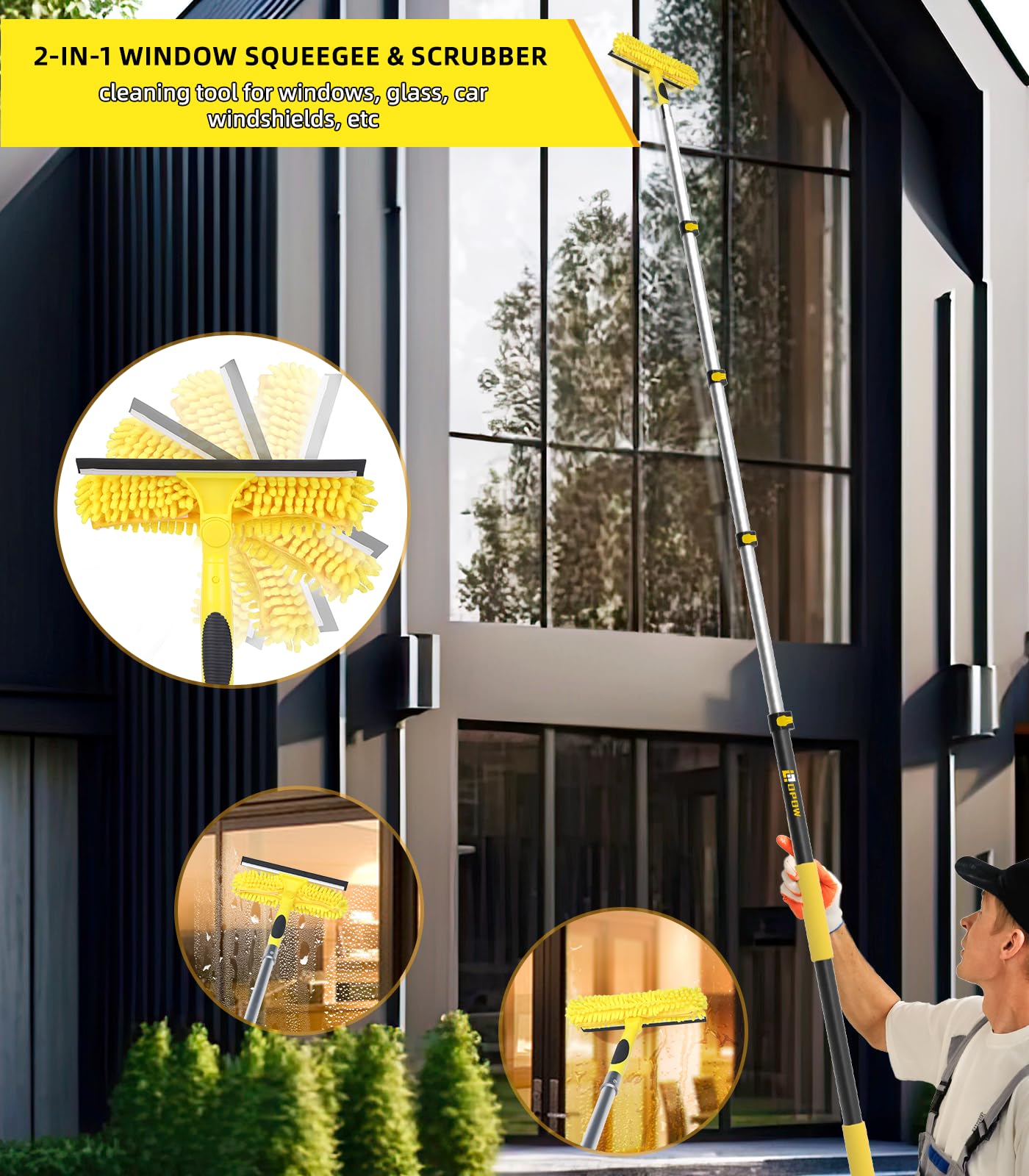 30 Foot High Reach Duster Kit With 7-24Ft Extension Pole, High Ceiling Fan Duster W/Telescopic Pole, Cobweb Duster, Feather Dust