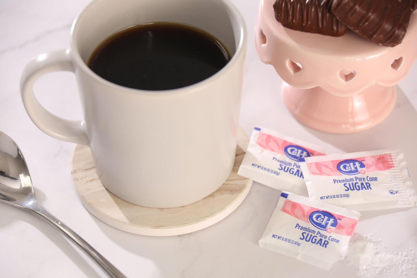 C&H Premium Pure Cane Sugar Packets, Non-GMO, 0.1 Ounce, Pack of 400, Model TS0417-A700ML-M1323